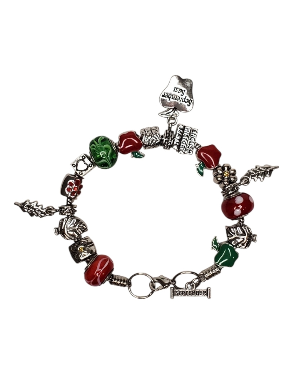 Estate Willabee & Ward Silver-Tone September Charm Bracelet Teacher School Theme